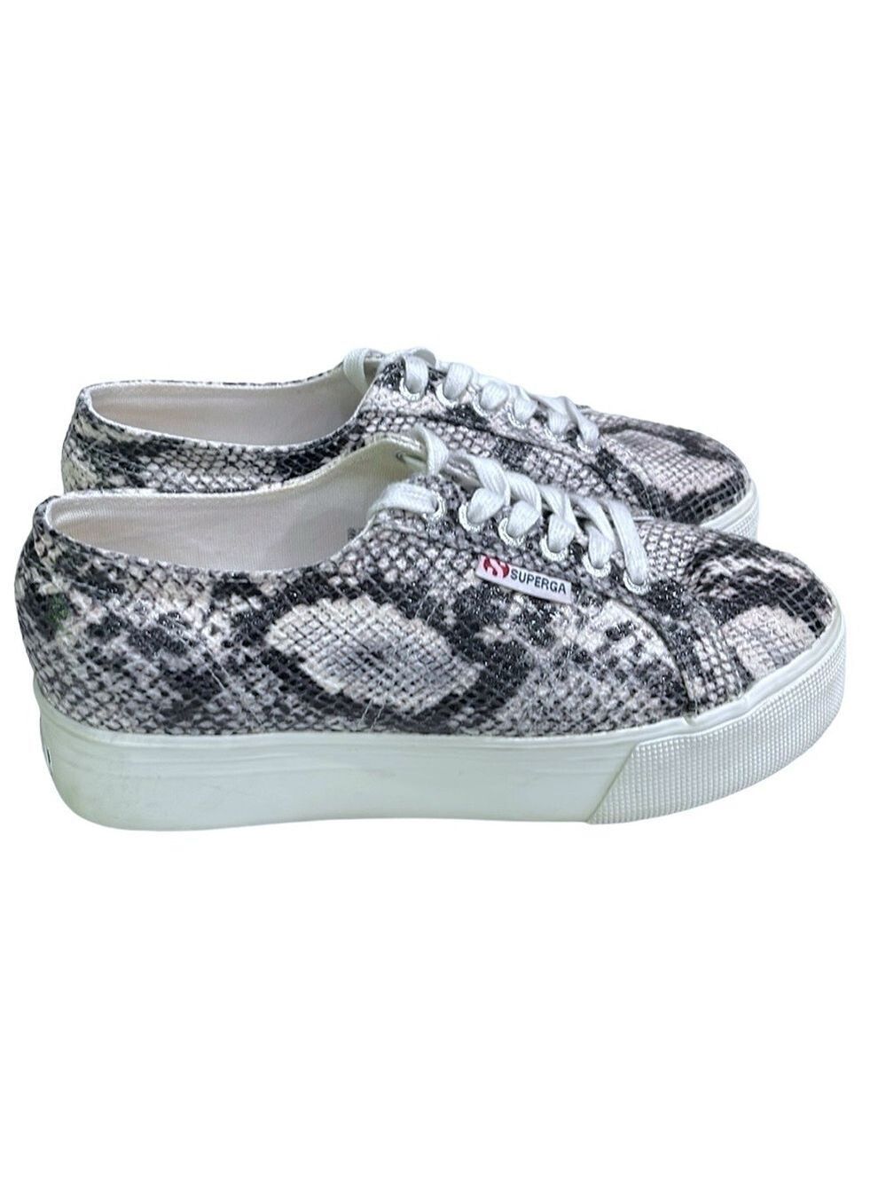 Superga‎ Platform Snakeskin Print Lace Up Sneakers
